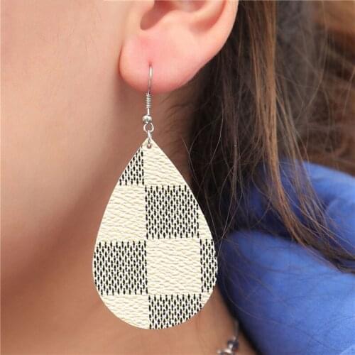 New Teardrop Genuine Leather Earrings For Women Fashion Vintage Statement Leaf Drop Earrings Valentines Day Jewelry 2019 серьги