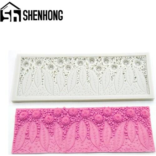 SHENHONG Pearl Vine Sugar Craft Fondant Cake Mold Pastry Flower Petal Border Decorating Tray Wedding Party Chocolate Mould