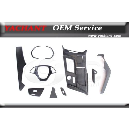 Car-Styling Dry Carbon Fiber 14Pcs Fit For 14-16 Corvette C7 Interior Trim Kit Control Panel Cover Steering Wheel Door Handle