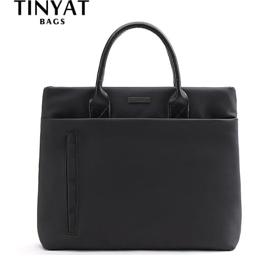 TINYAT Japan women handbags Laptop Bag case for 14 inch PU waterproof travel Briefcase Bag Computer Bag of Soft inner