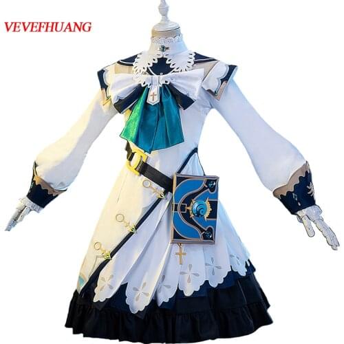VEVEFHUANG Kосплей Genshin Impact Barbara Cosplay Costume Uniform Outfit Women Party Princess Dress Game Halloween Xmas Carnival