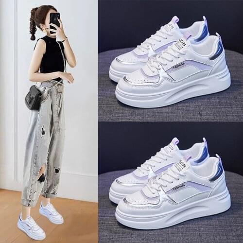 Women Sneakers Leather Shoes 2020 Spring New Casual Flat Female Trainers Fashion Comfort Non-slip Platform Soft Vulcanized Shoes