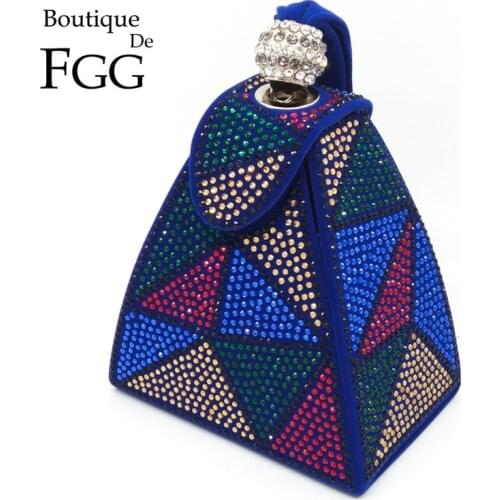 Vintage Diamond Bridal Wedding Purse Mini Gray Pyramid Party Handbags Women Bag Wristlets Clutches Crystal Evening Clutch Bags