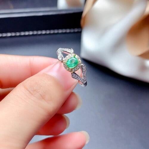 SHILOVEM 925 sterling silver Natural Emerald rings classic fine Jewelry women wedding plant wholesale new 4*5mm mj0405882agml