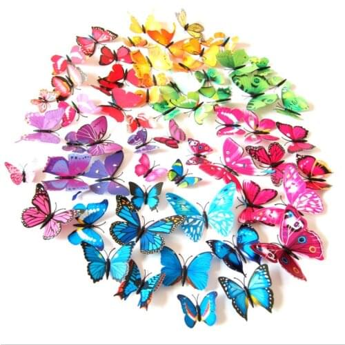 12 pieces of single-layer 3D simulation butterfly wall living room home decoration wedding stickers wedding decoration