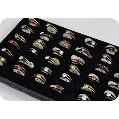 18x Gold Engagement Wedding Ring Enragement ring for Women Stainless Steel Ring Round CZ Cubic Zirconia Fashion Jewelry