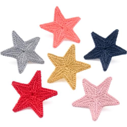20pcs/pack 3.4cm Mini Cotton Knitting Pentagram for Home Hat Clothing Decoration Scrapbooking DIY Crafts Handmade Accessories