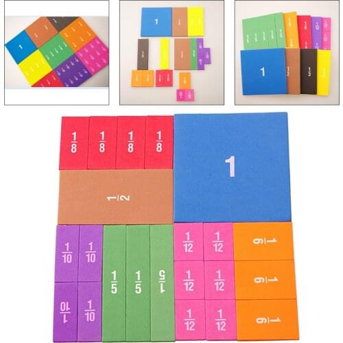 22pcs Colorful Magnetic Rainbow Counting Fraction Tiles Math Toys Mathematics Montessori Teaching Kids Learning Educational Toys