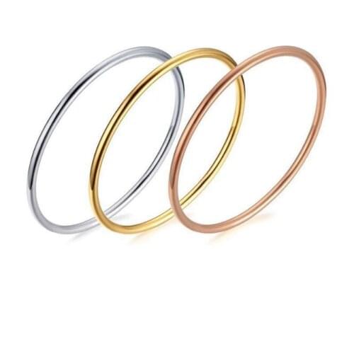 3pcs/Set Stainless Steel Round Cuff Bangle Women Ladies Girls Bracelet 3MM Wide 2.36 inch (60mm) Fashion Jewelry