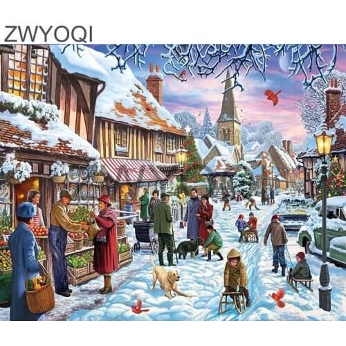 Full Round Diamond painting Snow landscape Full Square Diamond mosaic Snow landscape 5D DIY Diamond embroidery Cross stitch snow