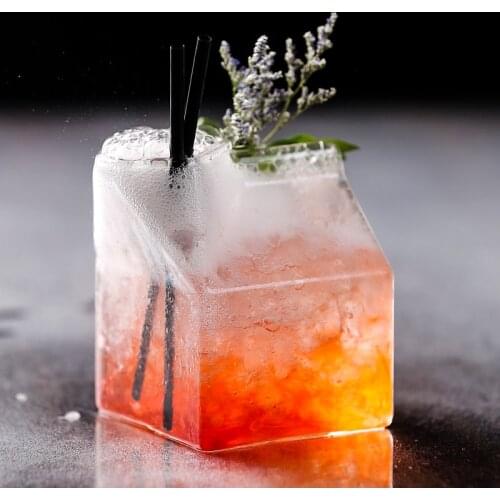 Free Shipping 4 PCS 260ml Square Shape Cocktail Glasses Milk/Juice Glasses Milk Glasses Set of 4