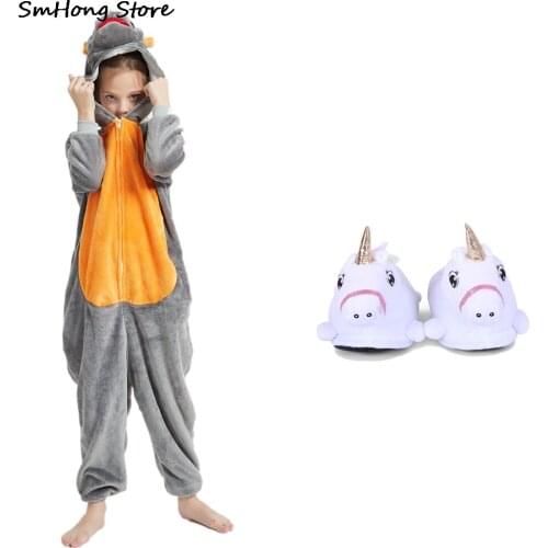 One Piece Hooded Jumpsuits Childrens Sleepwear Dinosaur Shark Kigurumi Pajamas Unicornio Pijamas for 8-12Years Cosplay Costume