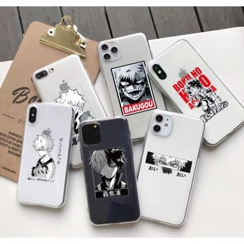 Phone Case for iphone X XR 8 7 6s Plus XS MAX SE 2 12 mini 11 Pro Max Comics My Hero Academia Soft Clear Transparent Back Cover