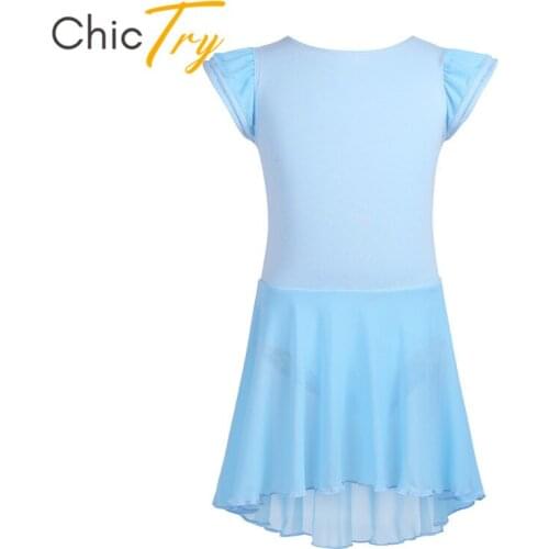 ChicTry Girls Ruffle Sleeves Ballet Leotards Kids Professional Ballet Tutu Dress Gymnastics Leotard Children Stage Dance Costume