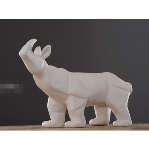 Home decor decoration Furnishing crafts decorative elephant statues ceramic rhino small ornaments gift statue sculpture estatuas