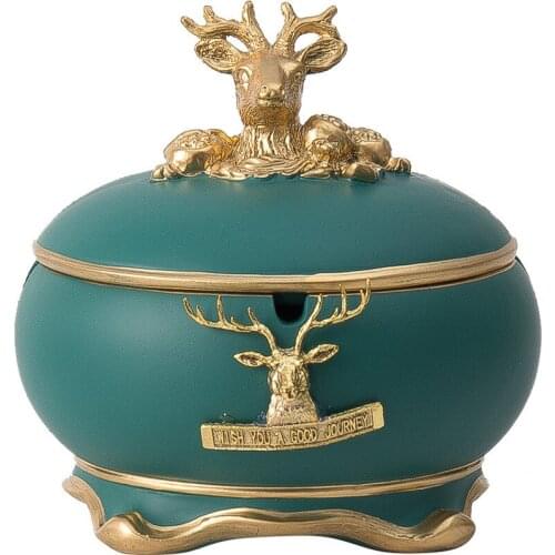 European Style With Cover Golden Strings Art Decoration Great Capacity Anti-Ash Households For Friend Ashtray