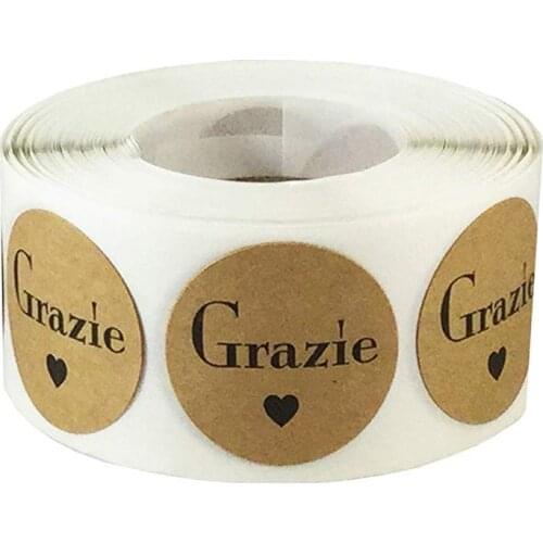 Grazie Italian Thank You Natural Kraft labels Stickers for seal label and package stickers scrapbooking stationery sticker
