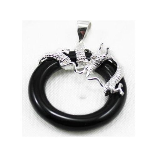 Jewelr 005867 Jewelry Silver Green black red Dragon Pendant Necklace + free chain Back to product details