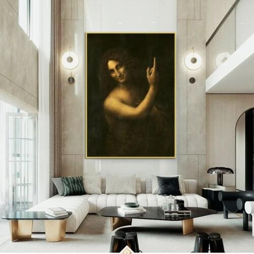 St. John the Baptist Famous Art Canvas Painting Print On Canvas Poster Leonardo Da Vinci For Living Room Wall Picture Home Deco
