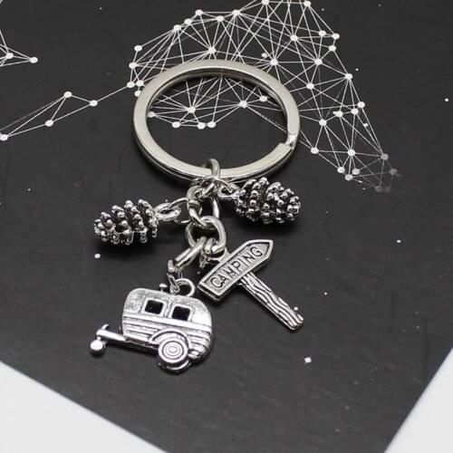 Camping travel keychain, travel trailer signpost, outdoor nature camping friendship keychain souvenir