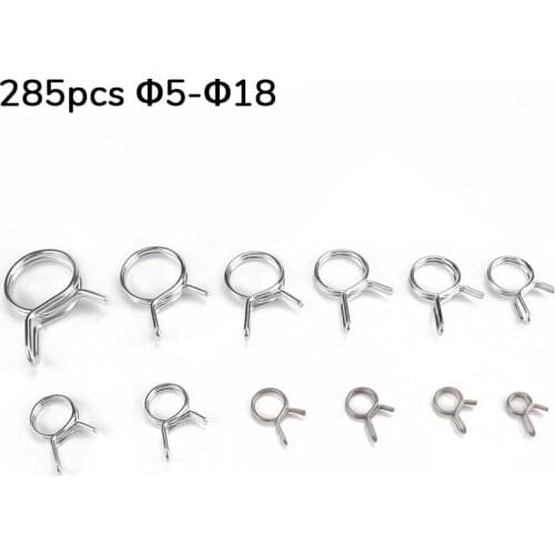 285pcs Stainless Steel Fuel Line Spring Tube clamp Kit For Car Motorcycle RV Φ5-Φ18