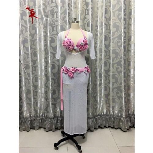 Bellydance oriental Belly Indian gypsy dance dancing costume costumes clothes bra belt chain scarf ring skirt dress set suit 073