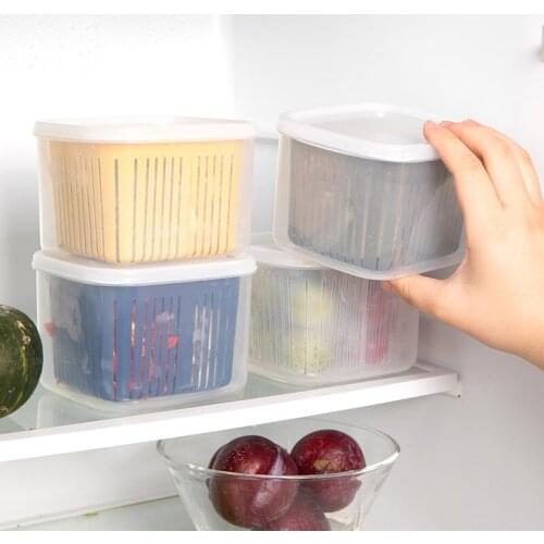 Kitchen Refrigerator Storage Box Ginger Garlic Plastic Food Container Transparent Keeping Fruit Fresh Fridge Storage Organizer