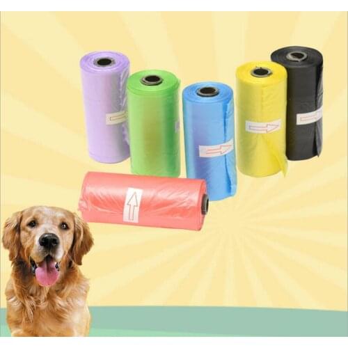 Portable dog poop bags puppy waste clean bags garbage bags for pets 1 rolls Pinks pet dog outdoor waste bags