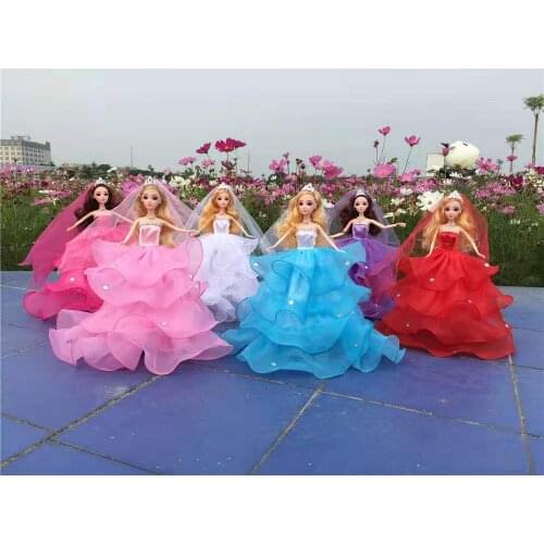 Fashion Chiffon 4-Layer Wedding Dresses for Barbie Clothes Doll Accessory Princess Dress Party Gown Vestidoes 1/6 BJD Kids Toys