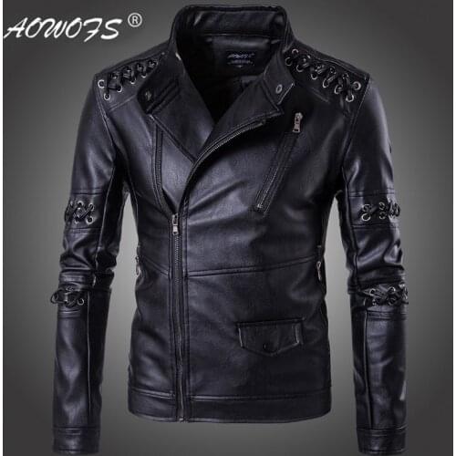 Male Coat Jaqueta De Couro New Design Handsome Men Leather Jackets Europe and America Braided Rope Motorcycle Leather Jacket