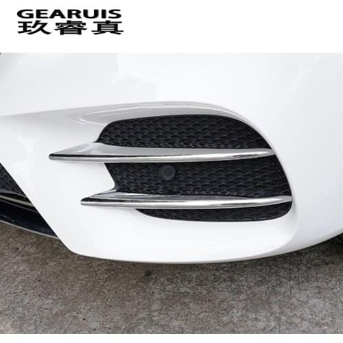 Car Styling Front Bumper Head Fog Light Grill Stainless Steel Cover Sticker Trim For Mercedes Benz E Class W213 Auto Accessories