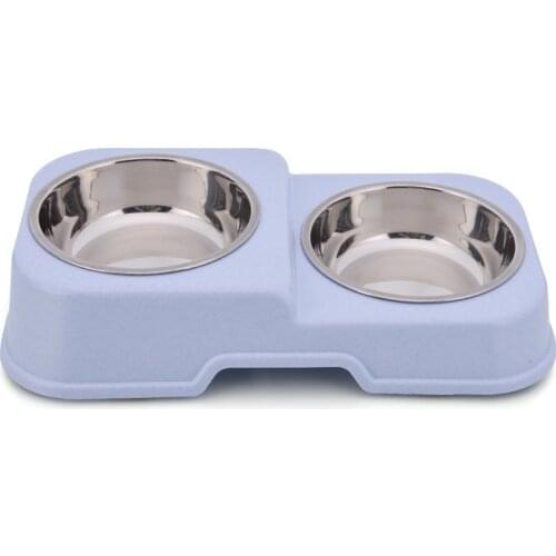 Anti-skid cat bowl stainless steel dog bowl portable double dog bowl