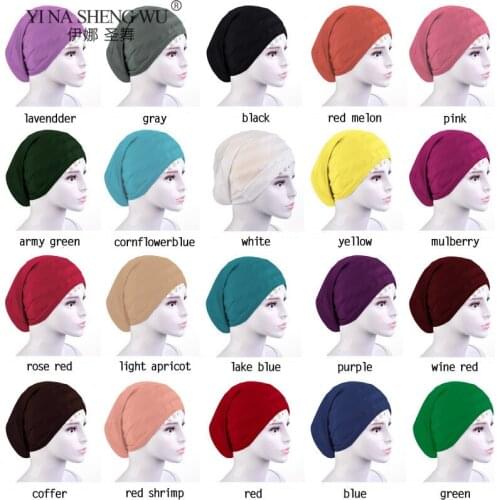 New Style Muslim Headscarf Women Solid Color Hijabs Caps Hat Cap Under Scarf Bone Bonnet Neck Cover Muslim Scarf Fashion Color