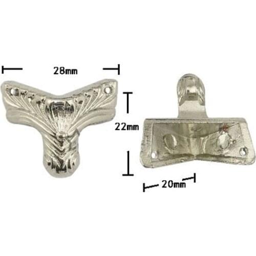 Bulk Antique Zinc Alloy Jewelry Gift Box Wood Case Deco Carving Corner Protector,Mini Furniture Foot,Silver Color,28*22mm,100pcs