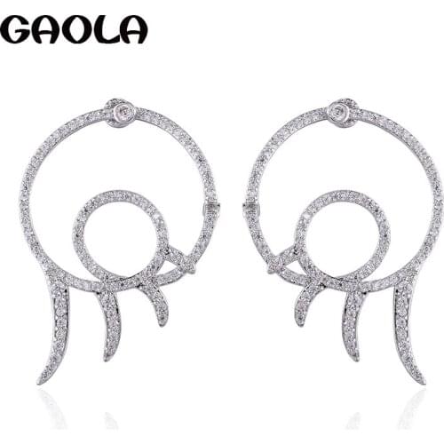 GAOLA Brand Jewelry Plant Shape Clear Cubic Zirconia Dangle Earrings For Women And Girl GLE7000Y