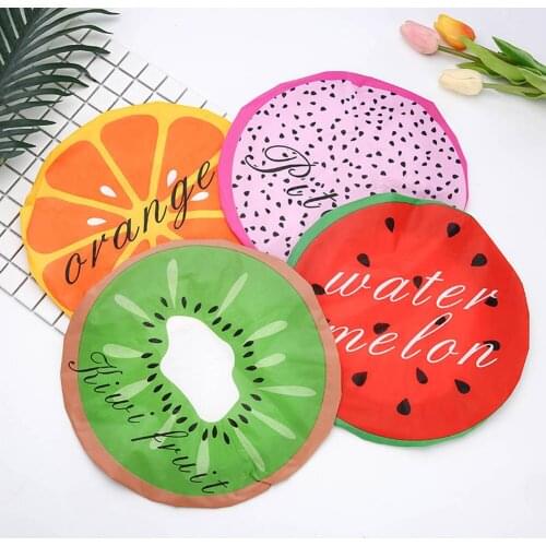 Cute Fruit Shower Bath Cap for The Sauna Gorras Para Mujer Hair Shower Caps Lace Bands Elastigas Kids Shower Cap Satin Bonnet E