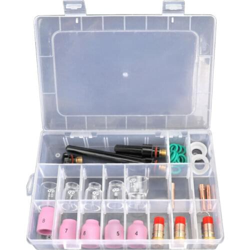 31Pcs TIG Welding Torch Stubby Gas Lens #12 Heat Glass Cup Kit For WP17/18/26 Welding Torch Accessories