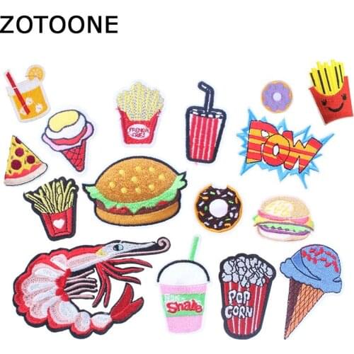 ZOTOONE Embroidery Patches for Clothing Cute Food Applique Iron on Cartoon Patches Small Cheap Patch for Kids Clothes Stickers E