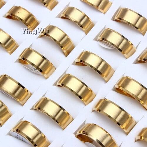 Yingwu 8MM Titanium Steel Gold Classic Ring Women Men Wedding Bands Rings Jewelry 5pcs/lot Drop shipping