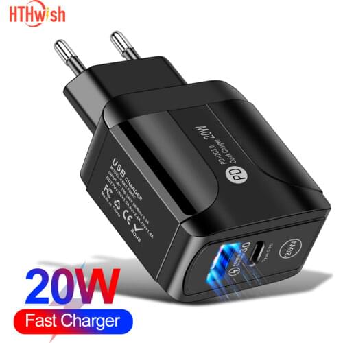 Type C PD Charger 20W Dual USB Quick Charge 3.0 Fast Charger For iPhone Samsung Xiaomi QC 3.0 Mobile Phone Charger Adapte