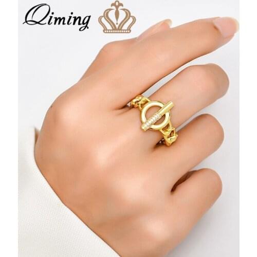 Handmade Circle Bar Geometric Rings For Women Simple Minimalist Jewelry Gold Color Finger Ring Girls Party Gift