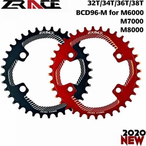 ZRACE AL7075 CNC MTB Crankset Chainring Round Chainwheel Narrow Wide Teeth 104BCD 96BCD 32T/34T/36T/38T for Single Crankset