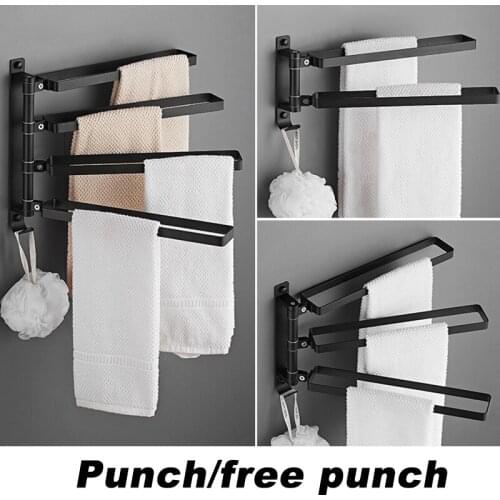 1Pc Creative Bathroom Towel Rack Aluminum Movable Towel Rack Rotatable Towel Bar Kitchen Hanging Rod Slippers Shelf
