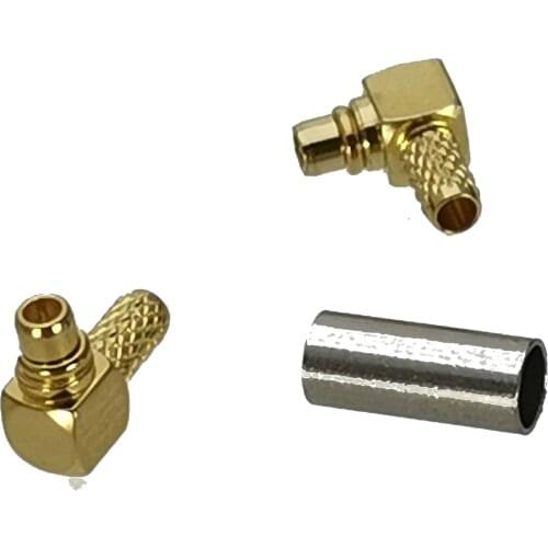 10pcs Connector MMCX male Plug right angle crimp for RG316 LMR100 RG174 Cable