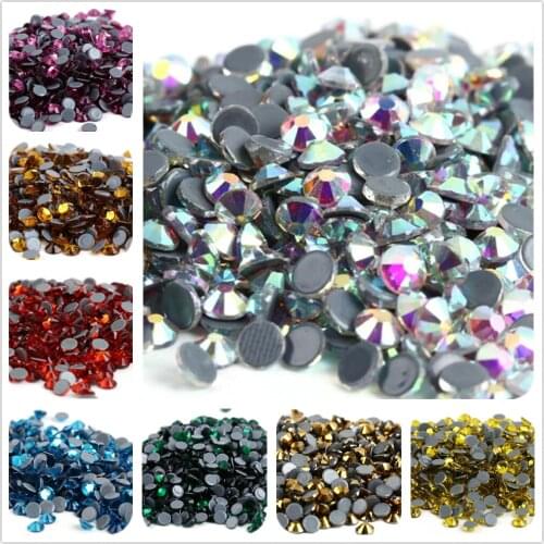 43 Color ss3 ss4 ss5 ss6 ss8 Hot Fix Rhinestone Crystal Super Glitter Strass Iron On Rhinestones For Fabric Garment