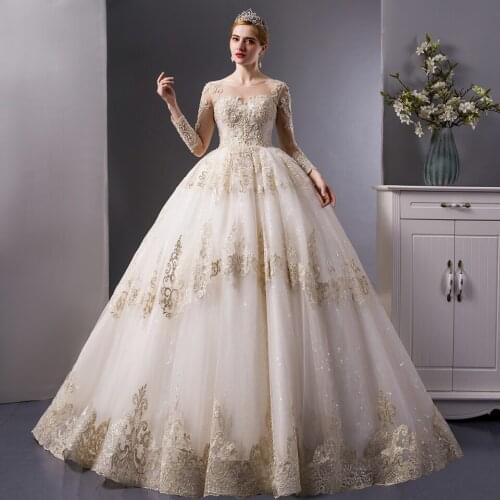 6099 long sleeve wedding dresses 2020 appliques vestidos de noiva simples sukienka na wesele dla gościa plus size backless cheap