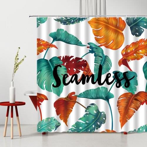 Africa Tropical Plant Shower Curtain Set Waterproof Polyester Fabric Bathroom Screens Hanging Curtain With Hooks