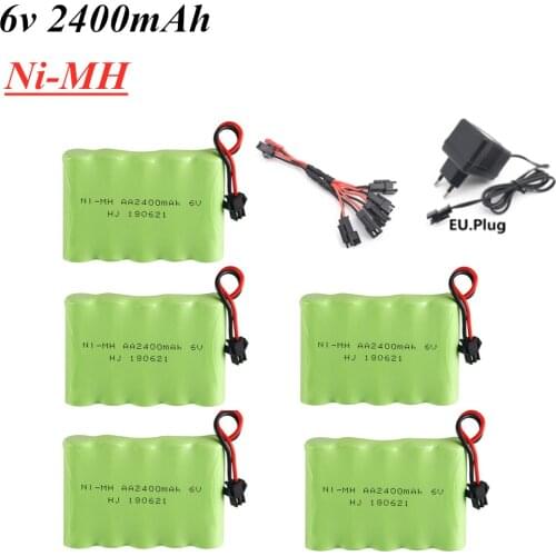 6v 2400mAh AA Ni-MH Battery +USB charger Set For RC Electric Toy Car Ship Robot Model 6v nimh Rechargeable Batteires Group