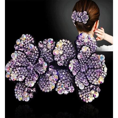 AWAYTR Women Flower Hair Clips Claw Rhinestone Ponytail Hair Accessories Hairpins Ladies Headbands Girls Ornaments Barrettes