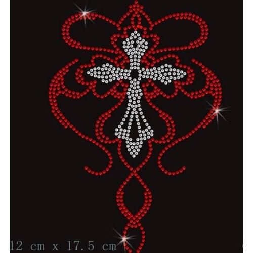 Free shipping Coptic Cross Iron On Bling Transfer Rhinestones